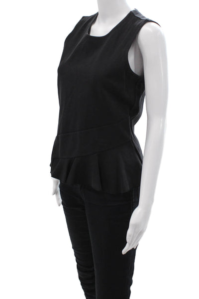 J Crew Women Black Sleeveless Basic Tank Round Neck Cotton Blend Size S