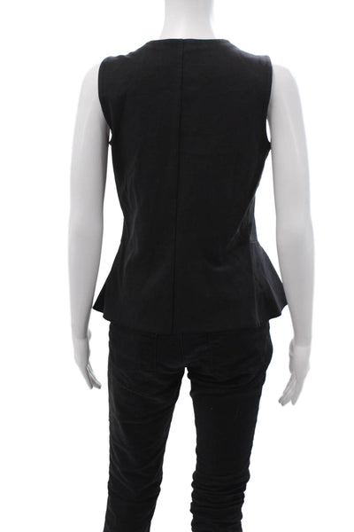 J Crew Women Black Sleeveless Basic Tank Round Neck Cotton Blend Size S