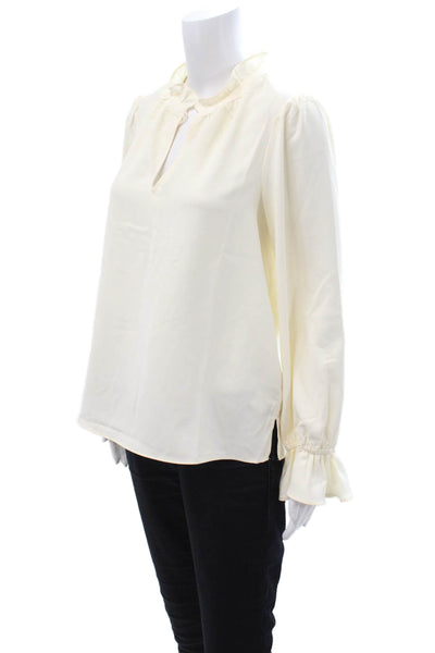 J Crew Womens Beige High Neck Tunic Blouse Long Sleeve Size S