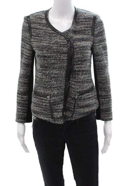 Rebecca Taylor Womens Black Designer Blazer Zip Long Sleeve Size 4