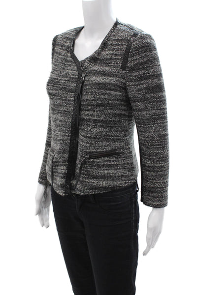 Rebecca Taylor Womens Black Designer Blazer Zip Long Sleeve Size 4