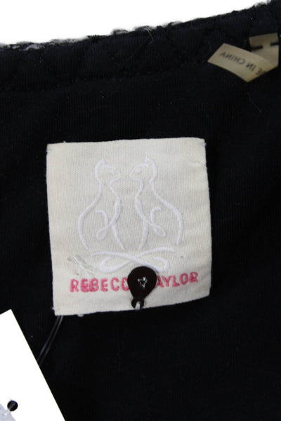 Rebecca Taylor Womens Black Designer Blazer Zip Long Sleeve Size 4