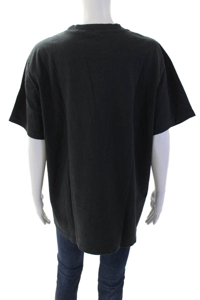John Galt Women Basic Black Graphic Crew Neck 100% Cotton T-Shirt Size One Size