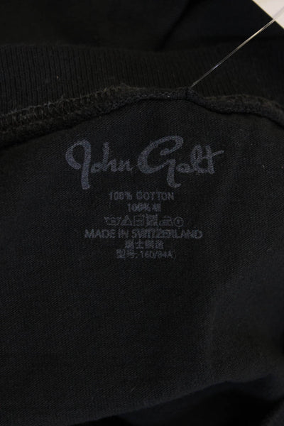 John Galt Women Basic Black Graphic Crew Neck 100% Cotton T-Shirt Size One Size