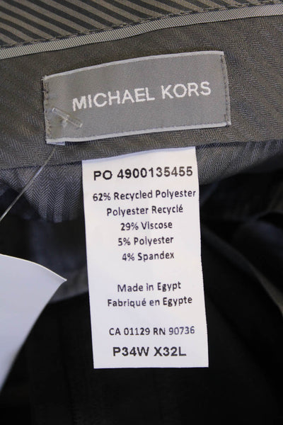 Michael Kors Mens Dress Pants Black Button Solid Designer Size 34