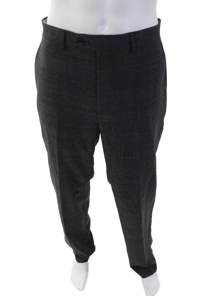 Michael Kors Men Dress Pants Dark Gray Plaid Size 34