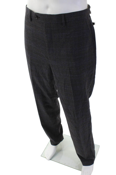 Michael Kors Men Dress Pants Dark Gray Plaid Size 34