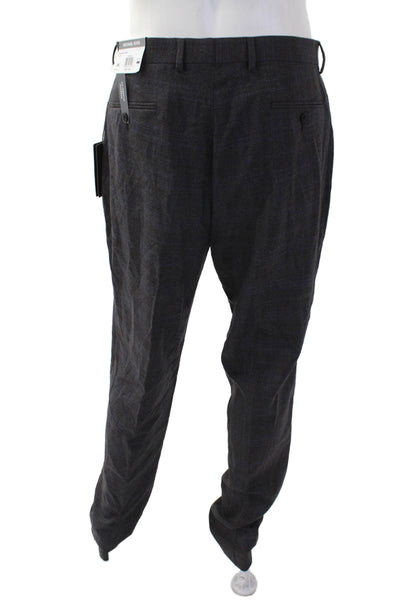 Michael Kors Men Dress Pants Dark Gray Plaid Size 34