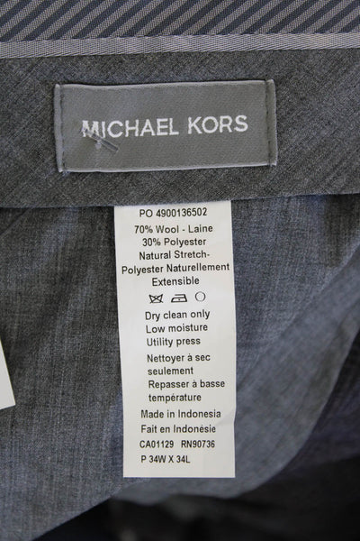 Michael Kors Men Dress Pants Dark Gray Plaid Size 34