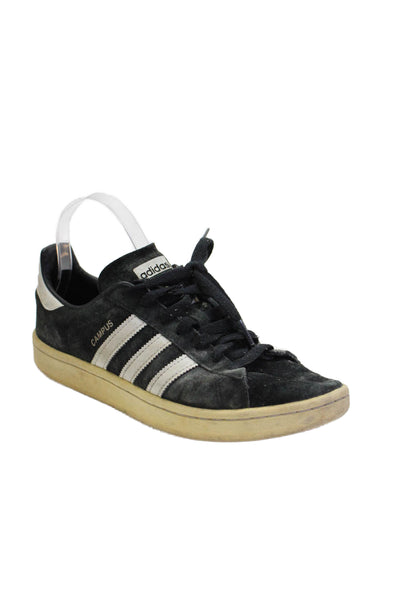 Adidas Womens Suede Striped Print Lace-Up Tied Round Toe Sneakers Black Size 7.5