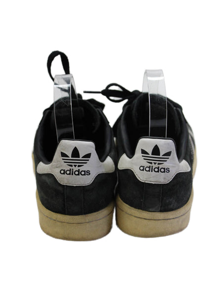 Adidas Womens Suede Striped Print Lace-Up Tied Round Toe Sneakers Black Size 7.5