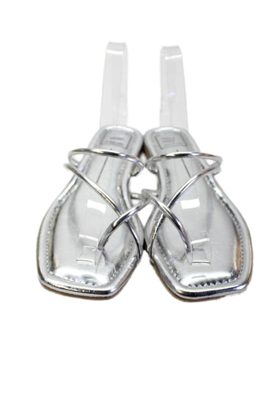 Dolce Vita Women's Square Toe Leanna Star Flat Sandals Metallic Silver Size 7.5