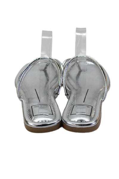 Dolce Vita Women's Square Toe Leanna Star Flat Sandals Metallic Silver Size 7.5