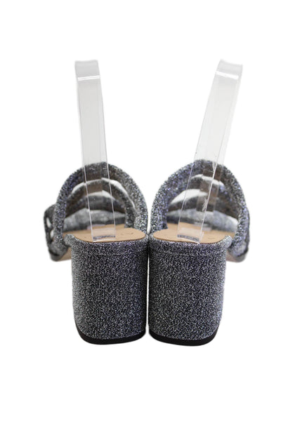 Anaki Women's Open Toe Block Heels Sparkle Malibu Sandals Silver Size 38