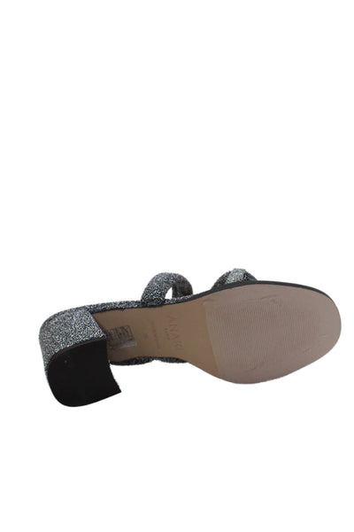 Anaki Women's Open Toe Block Heels Sparkle Malibu Sandals Silver Size 38