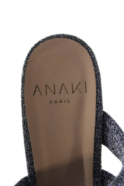 Anaki Women's Open Toe Block Heels Sparkle Malibu Sandals Silver Size 38