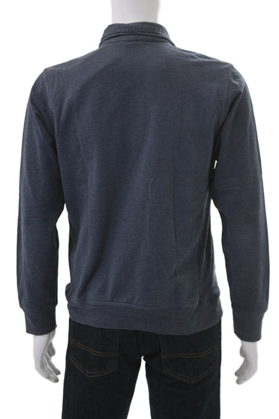 ONIA Mens Dark Blue Henley Sweatshirt Mock Neck Zip Long Sleeve Size S