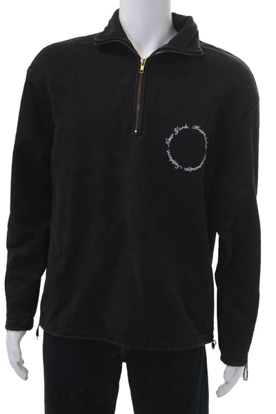 Krost Mens Pullover Sweatshirt Black Mock Neck 100% Cotton Size M