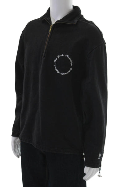Krost Mens Pullover Sweatshirt Black Mock Neck 100% Cotton Size M