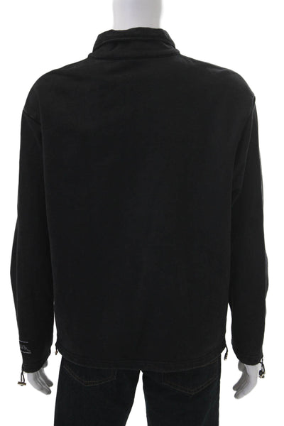 Krost Mens Pullover Sweatshirt Black Mock Neck 100% Cotton Size M