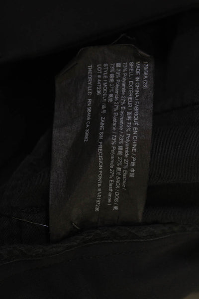 Theory Men Dress Pants Black Button Polyamide/Elastane Size 28