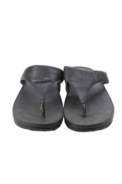 FitFlop Womens Platform Slip-On Thong Flip-Flops Black Size 8