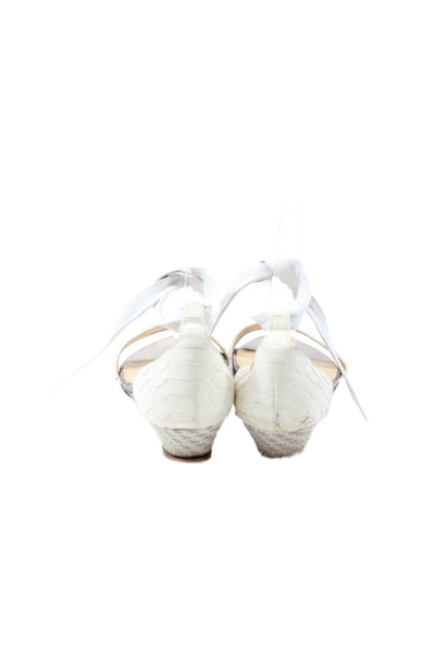 Alexandre Birman Womens Leather Tied Ankle Strap Flat Sandals White Size 8.5