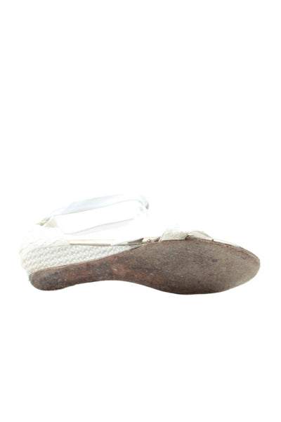 Alexandre Birman Womens Leather Tied Ankle Strap Flat Sandals White Size 8.5