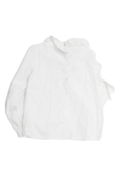 Bella Bliss Girls Cotton Collar Button Back Long Sleeve Blouse Top White Size 8