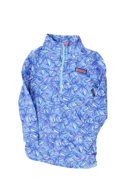 Vineyard Vines Girls Floral Half Zip Long Sleeve Jacket Dress Blue Size XS