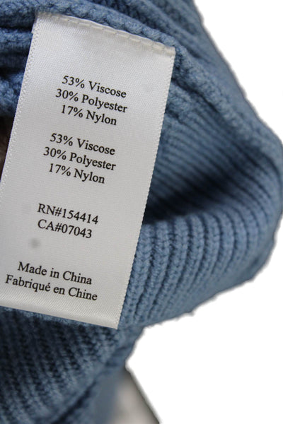 Designer Women Pullover Vest V-Neck Short Sleeve Blue Viscose Size L