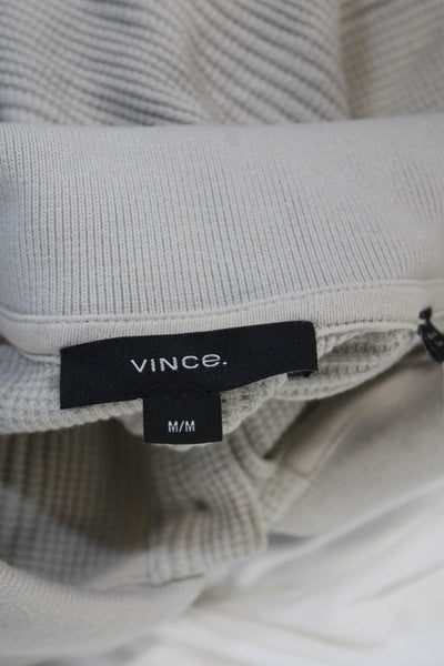 Vince Mens Short Sleeves Crew Neck Polo Shirt Beige Cotton Size Medium