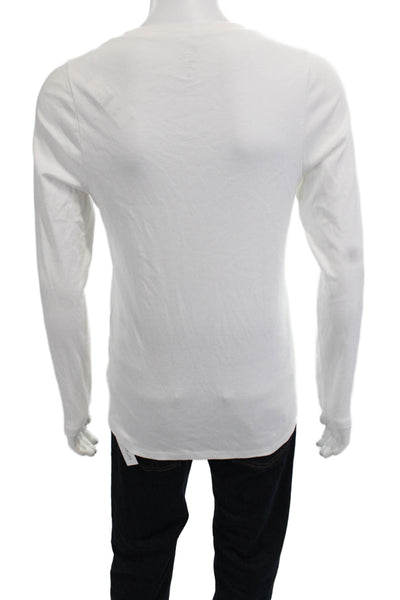 J Crew Mens White Crewneck Cotton Long Sleeve T-Shirt Size 2XL