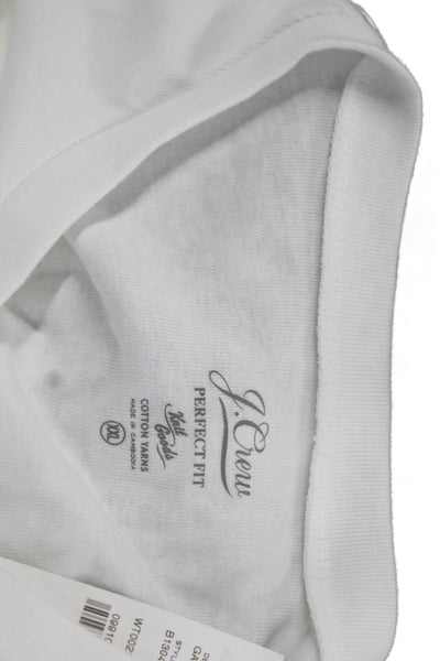 J Crew Mens White Crewneck Cotton Long Sleeve T-Shirt Size 2XL