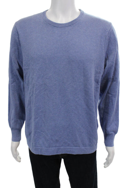 J Crew Men Pullover Sweater Blue Cotton Crew Neck Size L