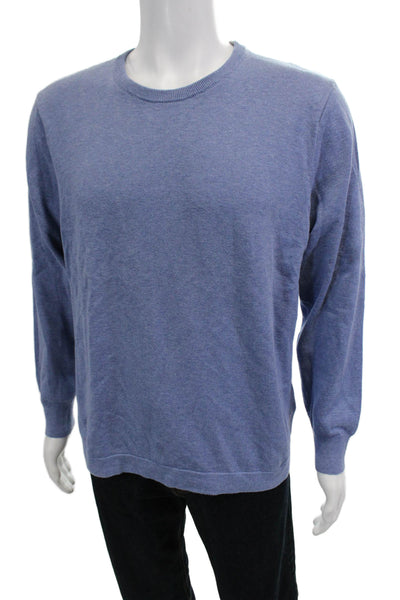 J Crew Men Pullover Sweater Blue Cotton Crew Neck Size L