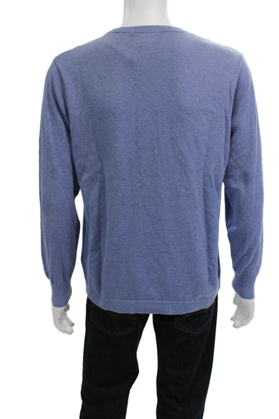 J Crew Men Pullover Sweater Blue Cotton Crew Neck Size L