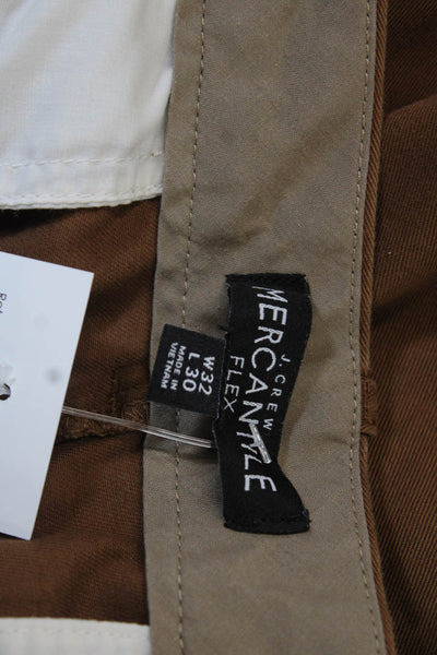 J Crew Mens Chino Cropped Brown Pants Button Cotton Size 30
