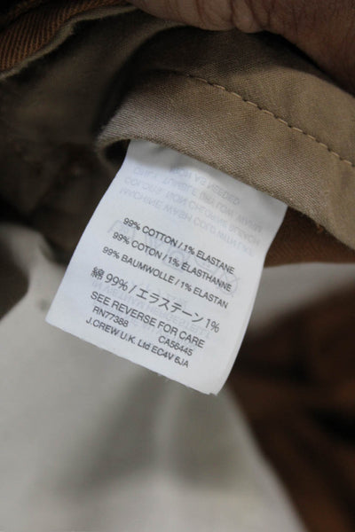 J Crew Mens Chino Cropped Brown Pants Button Cotton Size 30