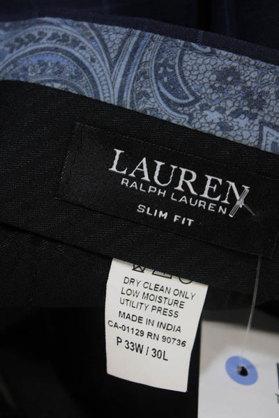 Lauren Ralph Lauren Men Dress Pants Dark Blue Check Wool Size 30