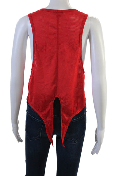 ALALA Women Cropped Jersey Tank Red Round Neck Polyester Spandex Size S