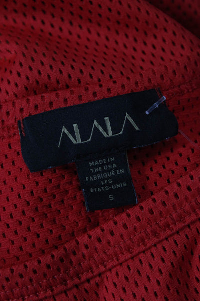 ALALA Women Cropped Jersey Tank Red Round Neck Polyester Spandex Size S