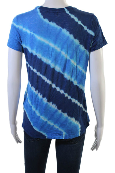 Goldie Womens Basic Jersey Striped Round Neck Short Sleeve Blue T-Shirt Size XS