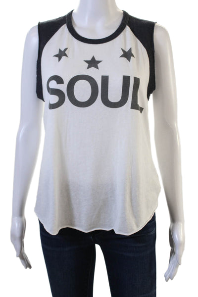 Soul Cycle Women Ringer Tank Black Graphic Crew Neck Cotton Blend Size M