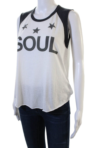 Soul Cycle Women Ringer Tank Black Graphic Crew Neck Cotton Blend Size M