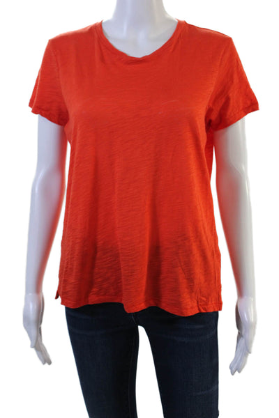 Goldie Women Crew Neck Short Sleeve Basic T-Shirt Orange Pima Cotton Size XS