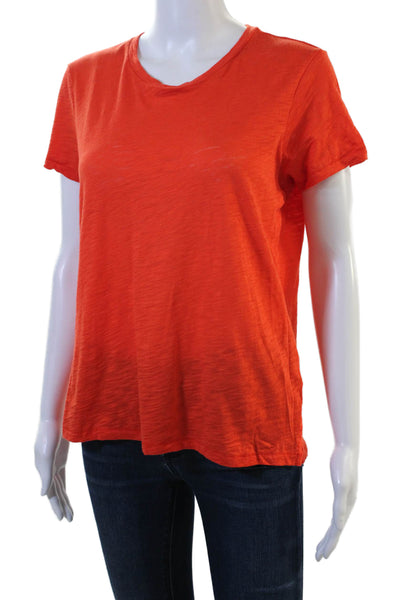 Goldie Women Crew Neck Short Sleeve Basic T-Shirt Orange Pima Cotton Size XS