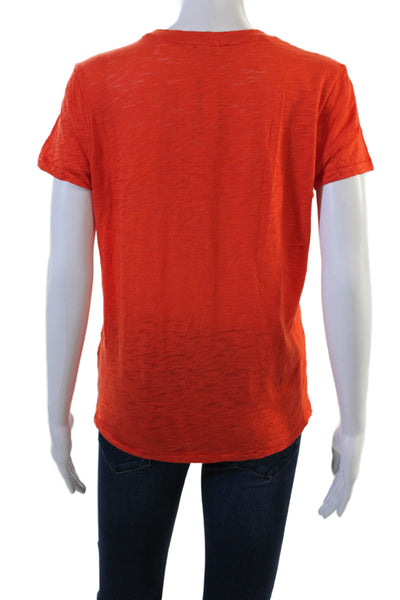 Goldie Women Crew Neck Short Sleeve Basic T-Shirt Orange Pima Cotton Size XS