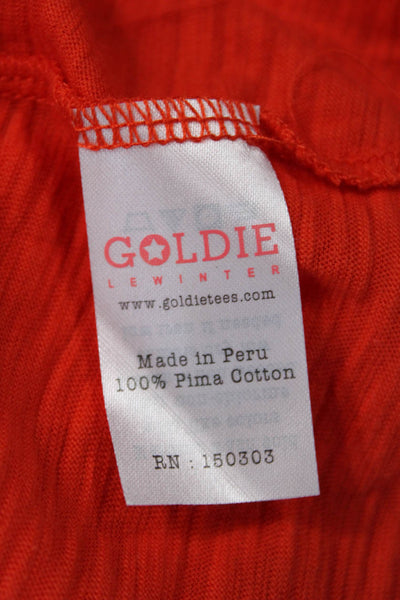 Goldie Women Crew Neck Short Sleeve Basic T-Shirt Orange Pima Cotton Size XS