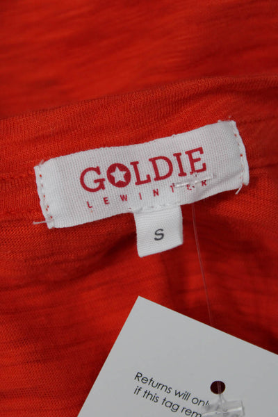 Goldie Women Crew Neck Short Sleeve Basic T-Shirt Orange Pima Cotton Size XS